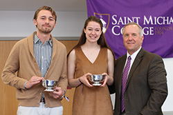 Student receiving the Keleher award