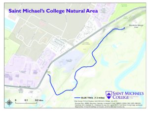 A map of the Saint Michael's College Natural Area
