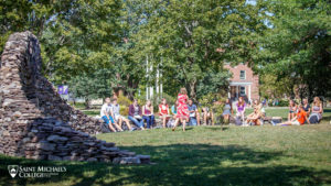 Students in outdoor class at Saint Michael'c College