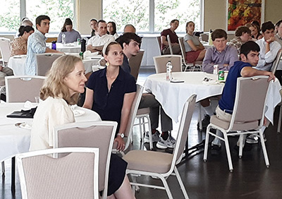at luncheon