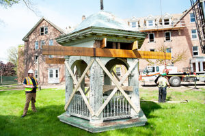 Work starting this week anticipates mid-October return of Founders cupola