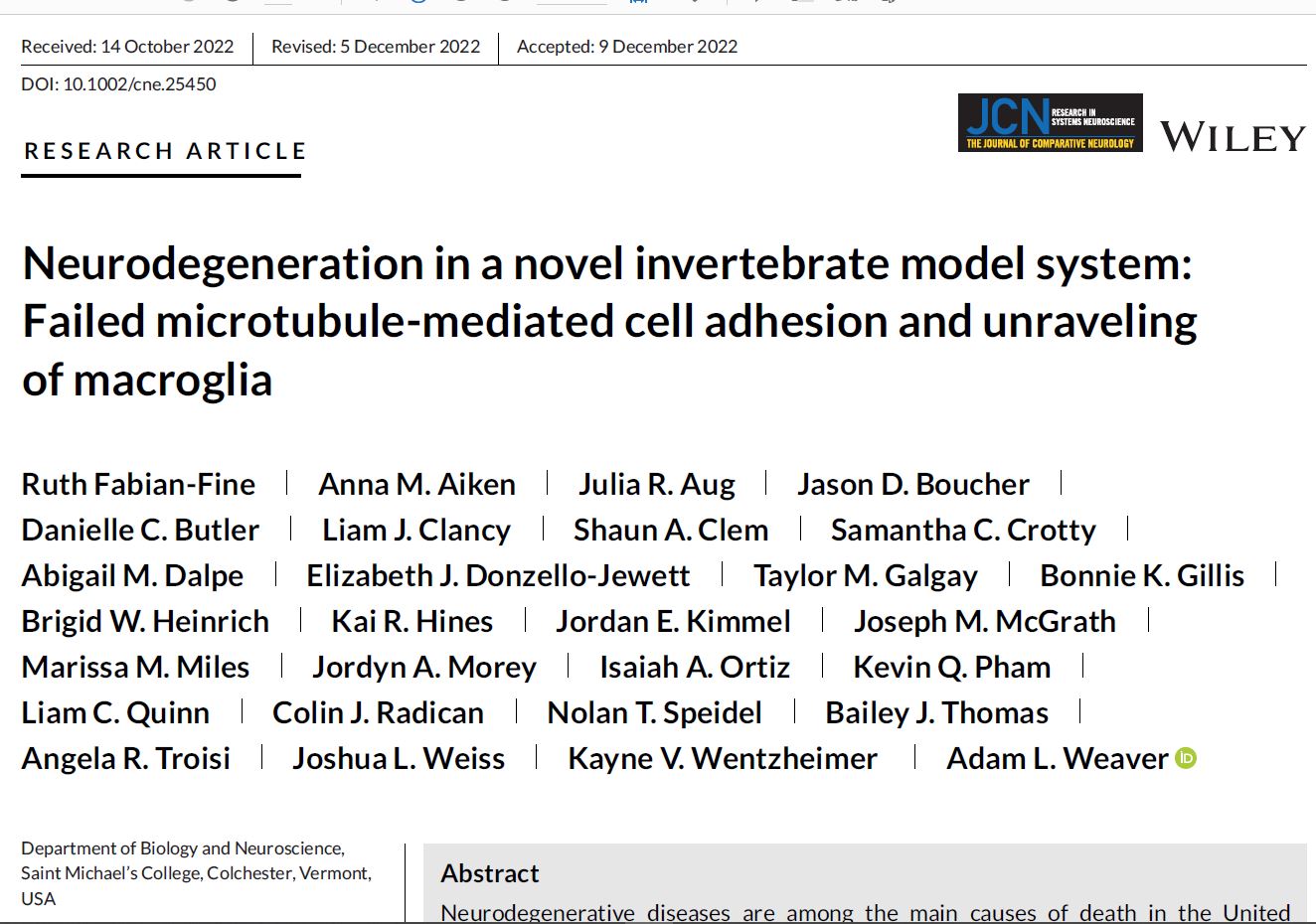 Student researchers are co-authors on published paper in science ...