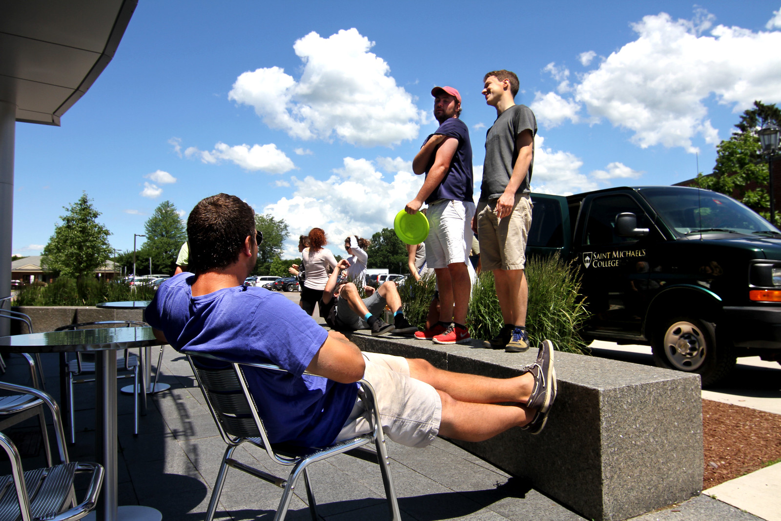 Students wait to depart for POW Weekend.