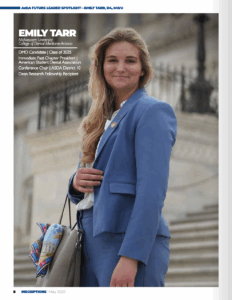 Emily Tarr '18 went on to dental school after receiving her degree in Biology from St. Mike's. Upon entering her career, she was lauded for her advocacy work to improve the profession. She was featured in a May 2025 cover article for Inscriptions magazine, published by the Arizona Dental Associaton. (Photo courtesy Arizona Dental Association.)