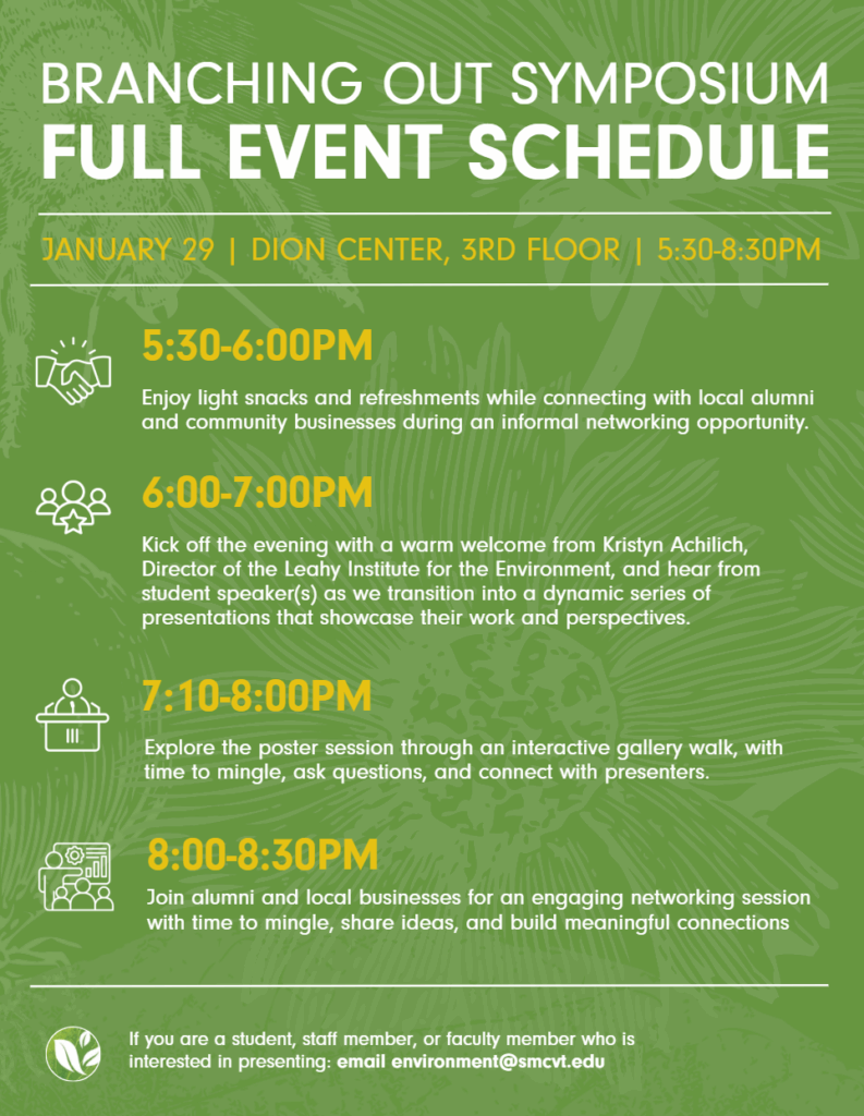 Schedule of events for the Branching out symposium