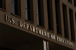 Picture of the US Department of Education building Washington, DC, with the words "U. S. Department of Education."