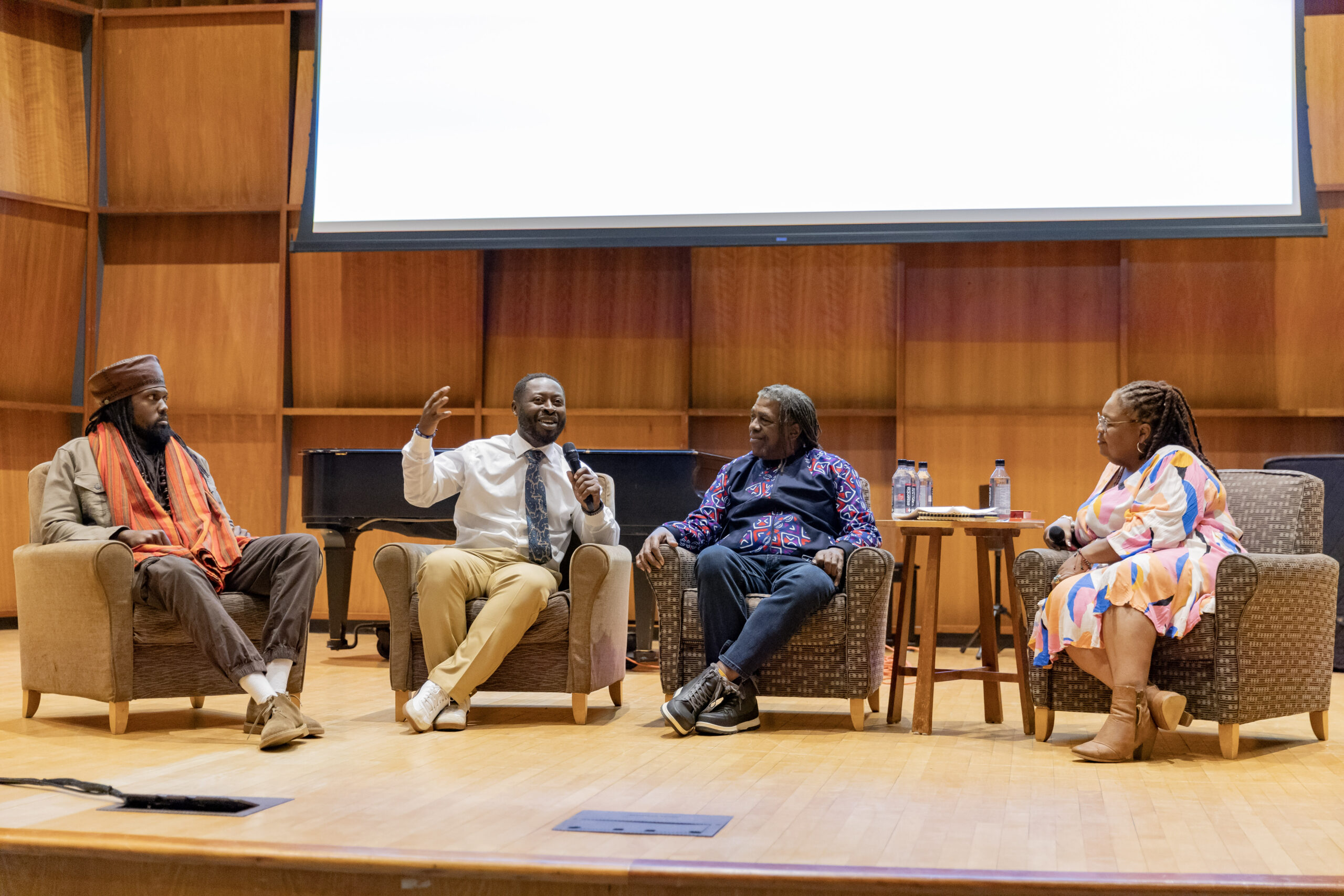 Three Reggae and hip hop artists join Institute for Equity and Justice Director Jolivette Anderson-Douoning for a discussion in the McCarthy Recital Hall.