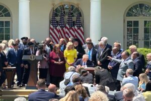 President Trump signing declaration establishing the Religious Liberty Commission to Safeguard Faith Rights