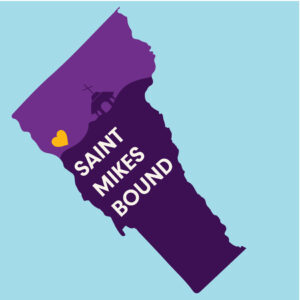 state of Vermont with a heart where St. Mike's is graduation cap topper