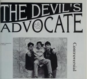 Yearbook page showing the leaders of The Devil's Advocate. 